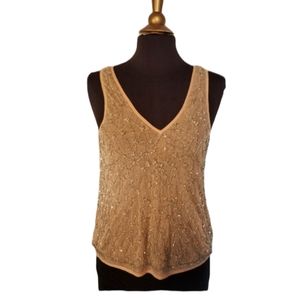 Topshop Top Womens Size 6 Embellished Blushed Pink Sleeveless